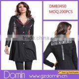 2014 Hot Sale Ladies Black Lapel Buttons Front Jacket With Leather Insert thumbnail-1