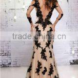 Elegant Long Sleeve Cream Appliqued Flower Bridal Gowns and Dresses thumbnail-2