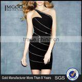 MGOO High Quality Dress Factory Customized Design Boydcon Dress For Women Gold Chain One Shoulder Vestidos H980 thumbnail-1