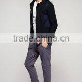 Comfortable Mens Contrast Plain Zip-up Hoodie for Man thumbnail-2