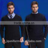 Juqian WOOL /POLYESTER Mixed Round Neck Black Mens Security Uniform Pullover Security Sweater