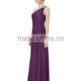 Fashion Sleeveless Dress Long Knitted Elegant One-Shoulder Off Purple Women Dress For OEM thumbnail-3