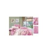 Pink Printed Personalized Full Size Family / Hotel Cotton Bed Sheet Sets
