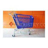 OEM 180L Plastic blue Supermarket Shopping Cart Chrome / zinc plate