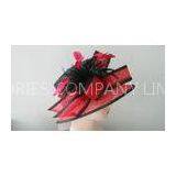 Custom Red Abaca Sinamay Ladies Hats , Women Party Caps With Bow Feathers thumbnail-1