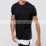 Longline Combed Cotton T Shirt Black Color thumbnail-1