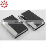 Shiny Metal Black Leather Business Card Holder thumbnail-1