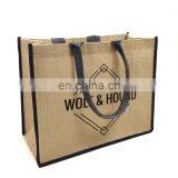 Screen printing customized cheap jute shopping tote bag