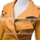 Zippered Faux Leather Moto Jacket/ Fashion Women 's PU Leather Jacket thumbnail-4