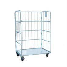 Roll Box Pallet Cage Trolley Warehouse Logistics Car Mute Wheel PU Material Folding Package Warehouse Heavy Duty Metal Wire Mesh Trolley Demountable Roll Containers Rolling Wire Carts Steel Pallet thumbnail-2