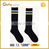 Children school high knee high knitted cotton socks with stripes