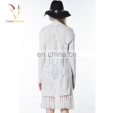 Women Knitwear Cable Fringed Long Dress Cardigan Sweater Wopmen Poncho Cardigan thumbnail-4