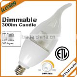 120V 4.5W 300LM Dimmable Candle UL approved