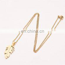 Vintage Stainless Steel Feather Necklaces For Women Gold Chain 2020 Collier Femme Leaves Feather Necklace Lucky Party Gift thumbnail-3