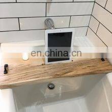 Japanese Style Minimalist Eco Friendly Premium Bamboo Bathtub Caddy Tray With Handle thumbnail-3