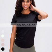 Ready To Ship RTS 1 Pcs Wholesale Women Tie Up Yoga Tank Top T-Shirt Custom Logo Sportswear Sports Wear For Fitness Gym Sport thumbnail-5