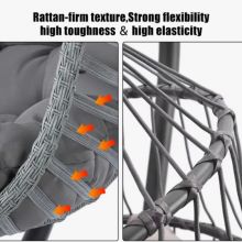 Outdoor 2-Person Patio Hanging Swing Hammock Chair Wicker Egg Chair With Canopy Cover Cushion Living Room Bedroom Courtyard Use thumbnail-5