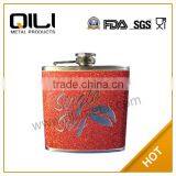 Embossing and Stitching on Leather Hip Flask