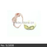 Korea styles fashion multicolor gold plated sterling silver infinity ring