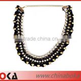 Fashion handmade studed rhinestones fake collar with chains