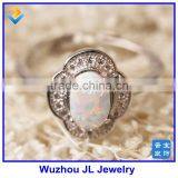 925 Silver Oval White Opal Ring Birthstone Ring thumbnail-1