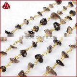 2016 Wire Wrapped Gemstone Beaded Rosary Chain Wholesale Smoky Quartz Beaded Chain for Necklace Design thumbnail-1