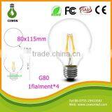 CE ROHS UL G80 Filament Bulb Lights E14 B22 360 Degree Beam Angle 4w Led Filament E27
