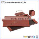 Exquisite Brown 3 Pieces Decorative Leather Desk Set