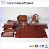 Exquisite 9 Pieces Luxury Leather Western Desk Set Brown
