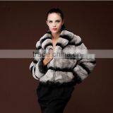Rex14007 Chinchilla Rex Rabbit Coat Women Long Sleeves