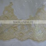 chantilly gold cord lace trim/swiss voile lace in switzerland/Triming for wedding dress embroidery beads trimming lace