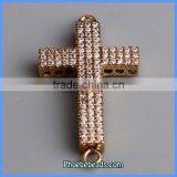 Wholesale Gold Plated Sideways Cross Connectors With CZ Crystals MC-CZ01C