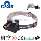 Hot zoom adjustable Q5 3 modes 3w led headlamp with cap clip