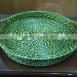 Lacquer Round Tray, Woven Rattan Tray, Bamboo Serving Tray