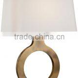 11.22-5 an Open Sphere Ring Design in a Warm Brass Ring Table Lamp a Rectangular Lamp Shade
