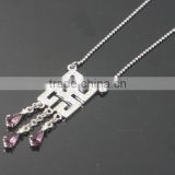 Wholesales price exported rhinestone window 3 red tears crystal stainless steel beaded chain necklace