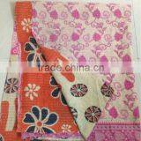 Vintage Kantha Quilt Reversible Sari Quilt Gudri Ralli Throw Blanket Indian Cotton Quilt thumbnail-1