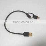 USB Type C Cable 2 in 1 Micro USB With Type C Adapter Convertor Reversible Charging&Sync Cable (3Ft, Black) thumbnail-4