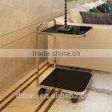 Hotel Bedroom Modern Mirrored Bedside Table With Wheels