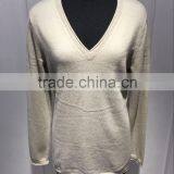 BGAX16103 Soft V Neck Pure Cashmere Sweater , Long Sleeve Warm Knitted Sweater
