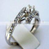QCR007 Quality Handmade Silver Ring,cheap Silver 925 Ring With CZ in Rhodium Plating thumbnail-1