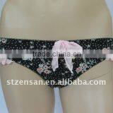 Floral Print Thong With Bows Underwear thumbnail-1