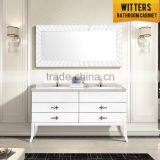 Pure White Modern Imported Oak Double Sink Bathroom Cabinet