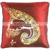 Pillow Case Cushion Covers Silk Art Fabric Painting Handmade Thailand ELEPHANT Floral thumbnail-2