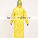 Yellow Ladies or Women Hooded Long Waterproof Pvc Rainsuit thumbnail-4