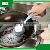 Mini Plastic Long Handle Hand Hanging Bowl Pot Dish Clean Cleaning Brush With Steel Ball thumbnail-1