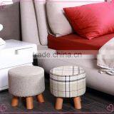 Skidproof Cheap Delicate Refined Colorful Small Cloth Stool Chair With 3 Carbonized Wood Legs for Living Room thumbnail-2