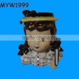High End Cartoon Kid Pottery Porcelain Girl Ceramic Rose Vase Umbrella thumbnail-1