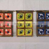 Ceramic Drawers In Wooden Chest,6 Drawers Tall Chest thumbnail-1