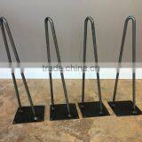 Black Powder Coated 28 Inch 2 Rod Iron Metal Hairpin Wood Table Leg thumbnail-3